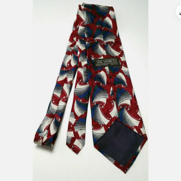 VIA VENETO Neck Tie 100% Silk Geometric Motif 0026E1M - Picture 4 of 9
